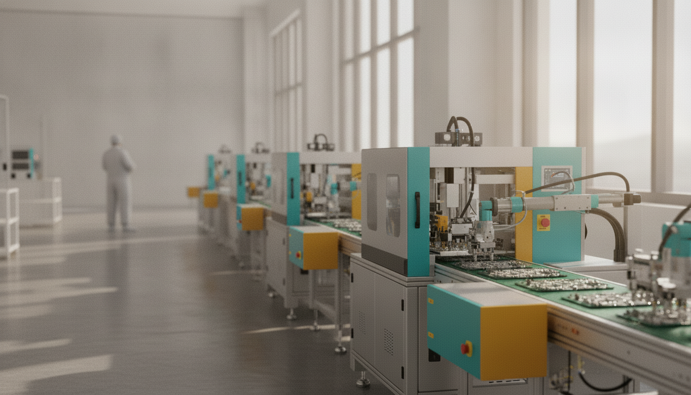 Üretim hattında elektronik kart montajı