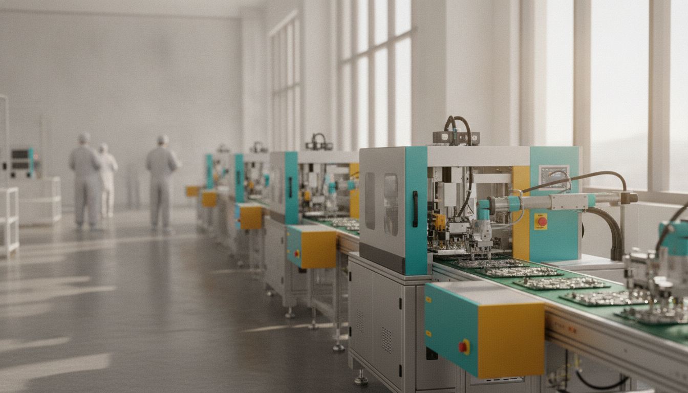Elektronik kart dizgi hattında üretim çalışması