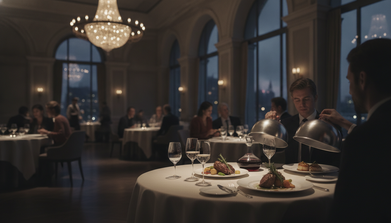 Comos restoranında hazırlanan özgün bir akşam yemeği tabağı